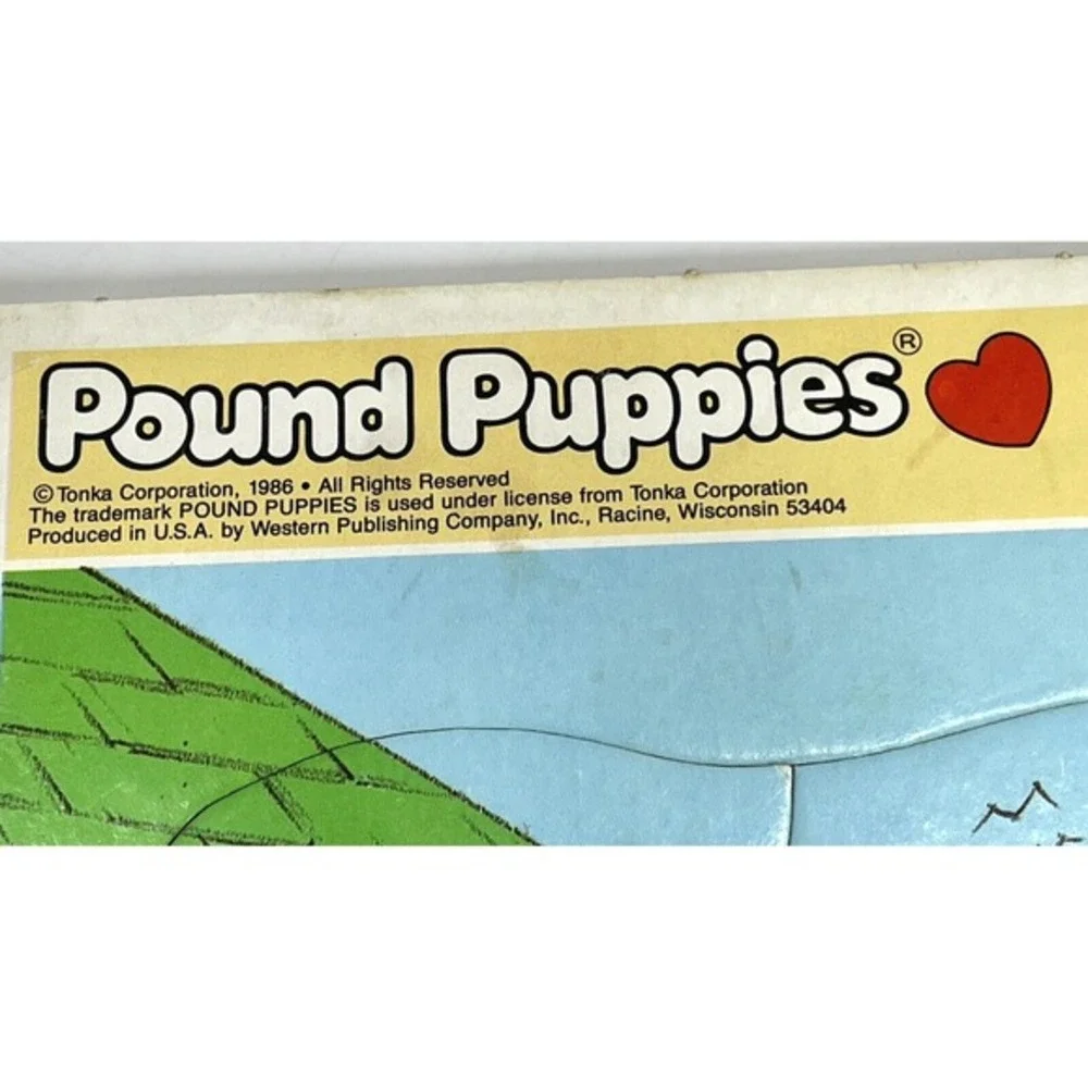 Vintage 1986 Pound Puppies Puzzles Frame Tray‎ Extra Thick Golden LOT of 2